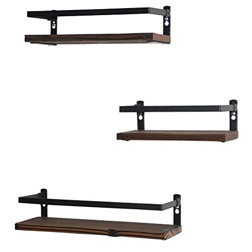 Rustic Wood Wall Mounted Shelf Set