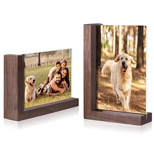 Rustic Wooden Photo Frame L-shape Double Sided Frames