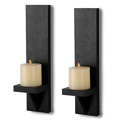 Rustic Wooden Wall Candle Sconces