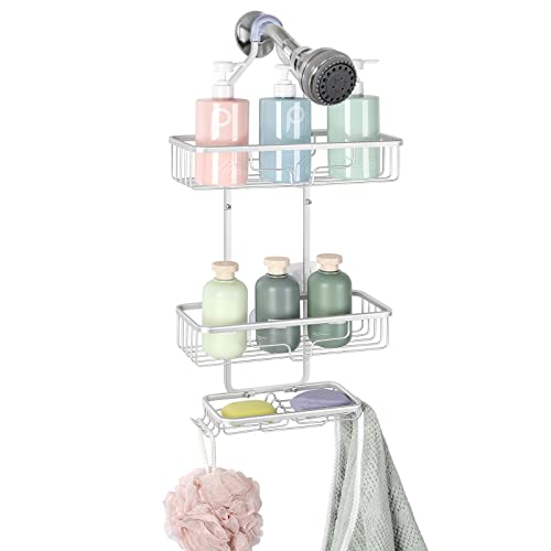 Rustproof Shower Caddy Over Shower Head with Hooks