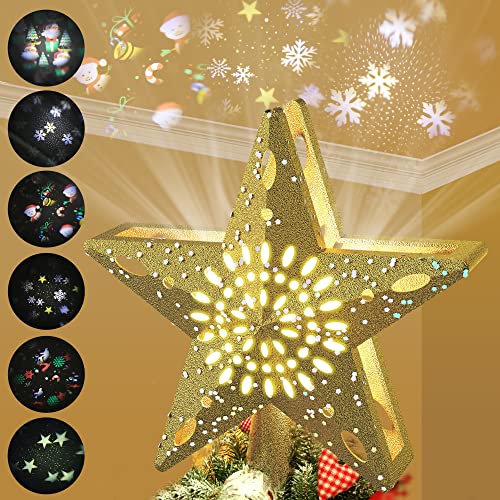 Ryhpez LED Rotating Snowflake Christmas Tree Topper