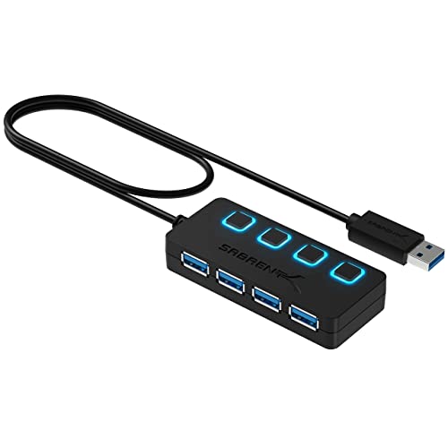 Sabrent 4-Port USB 3.0 Data Hub with LED Power Switches