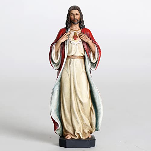 Sacred Heart of Jesus Figure, Hand Painted Catholic Statue