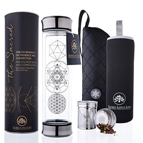 Sacred Lotus Love Glass Tea Infuser Bottle