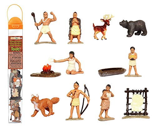 Safari Ltd. Powhatan Indians TOOB - 12 Figurines: Camp Fire, Canoe, Deer Hide, Warriors, Pocahontas, Chief Whunsoncock, & More - Educational Toy Figures For Boys, Girls & Kids Ages 3+