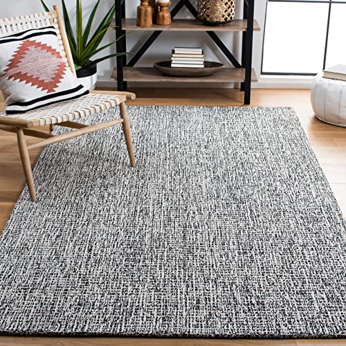 SAFAVIEH Abstract Collection Accent Rug - 4' x 6', Black & Ivory, Handmade Wool, Ideal for High Traffic Areas in Entryway, Living Room, Bedroom (ABT468Z)
