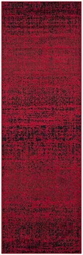 SAFAVIEH Adirondack Collection Runner Rug - 2'6" x 8', Red & Black, Modern Abstract Design, Non-Shedding & Easy Care, Ideal for High Traffic Areas in Living Room, Bedroom (ADR116F)