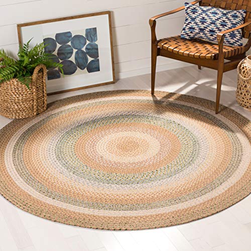 SAFAVIEH Braided Collection Round Reversible Area Rug