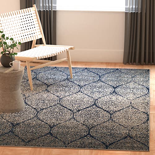 SAFAVIEH Madison Collection Area Rug - 4' Square, Navy & Silver