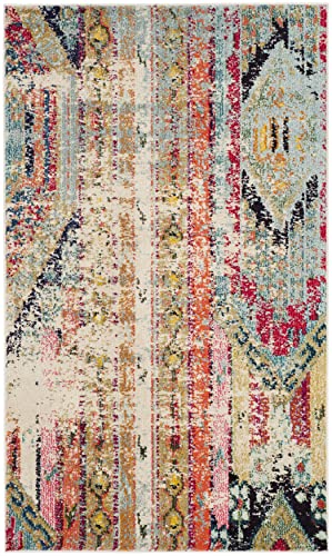 SAFAVIEH Monaco Collection Accent Rug - 2'2" x 4', Multi, Boho Chic Tribal Distressed Design, Non-Shedding & Easy Care, Ideal for High Traffic Areas in Entryway, Living Room, Bedroom (MNC222F)