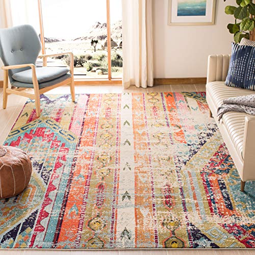 SAFAVIEH Monaco Rug - 5'1" x 7'7", Multi, Boho Chic Distressed Design