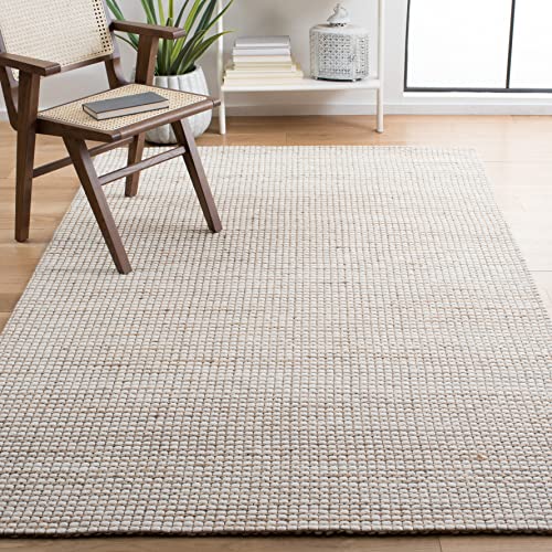 Safavieh Natural Fiber Collection Area Rug - 8' x 10', Natural & Ivory, Handmade Farmhouse Jute & Wool, Ideal for High Traffic Areas in Living Room, Bedroom (NFB553A)