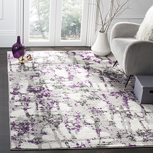 SAFAVIEH Skyler Collection Area Rug - 8' x 10', Grey & Purple, Modern Abstract Design, Non-Shedding & Easy Care, Ideal for High Traffic Areas in Living Room, Bedroom (SKY193R)