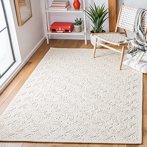 SAFAVIEH Textural Collection Area Rug - 8' x 10', Ivory, Handmade Wool, Ideal for High Traffic Areas in Living Room, Bedroom (TXT101A)