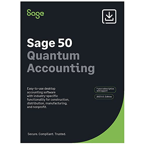 Sage 50 Quantum Accounting 2023 US - 1-User 1-Year Subscription Small Business Software
