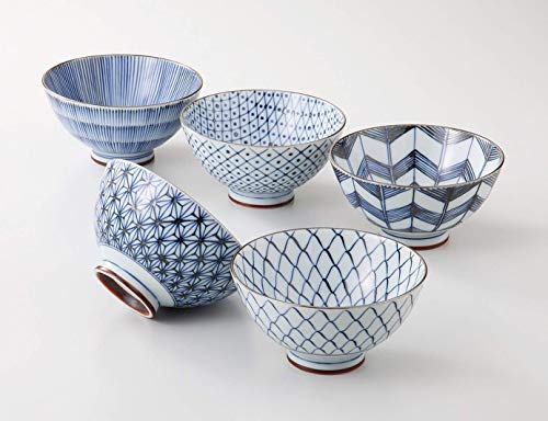 Saikai Pottery Japanese Rice Bowls (5 bowls set)