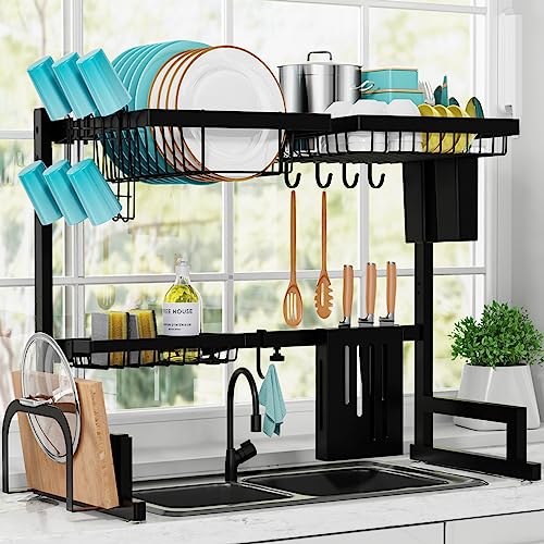Sakugi Over The Sink Dish Drying Rack - 2-Tier Stainless Steel