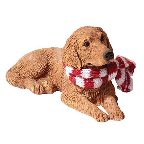 Sandicast Golden Retriever with Red and White Scarf Christmas Ornament