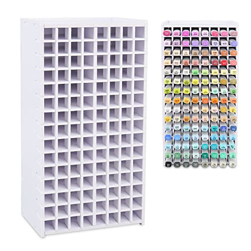 SANFURNEY Art Marker Storage Rack for 120 Markers, Watercolour Brushes Pens Color Pencils Organizer Holder for Desk