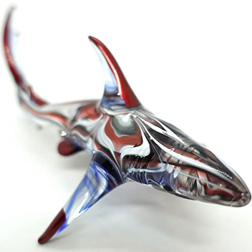 Sansukjai Shark Miniature Glass Figurine (Red Black)