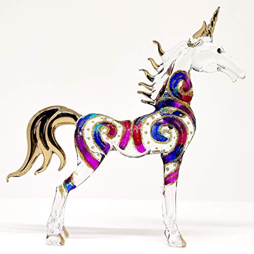 Sansukjai Unicorn Miniature Figurines Hand Blown Glass Art Animals Collectible Gift Home Décor