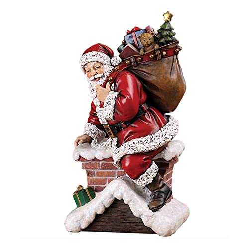 Santa Claus Climbing Down the Chimney Figurine