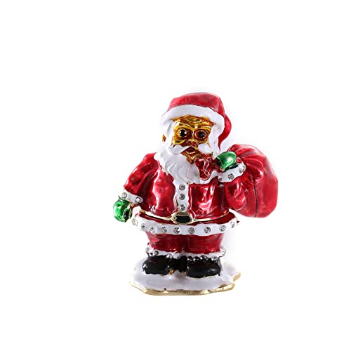 Santa Claus Figurine Hinged Trinket Boxes