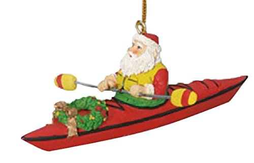 Santa on a Kayak Ornament