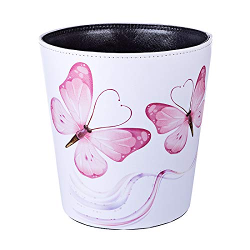 Scakbyer PU Leather Trash Can - Pink Butterfly