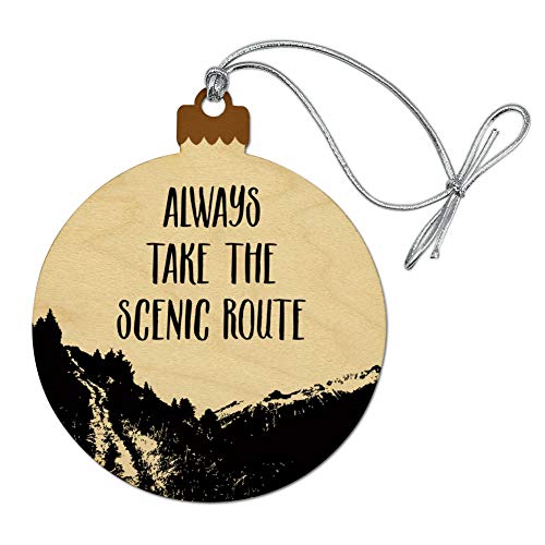 Scenic Route Hiking Travel Wood Christmas Tree Ornament