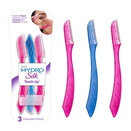 Schick Hydro Silk Touch-Up Exfoliating Dermaplaning Tool, Face & Eyebrow Razor with Precision Cover- 3 Count