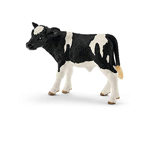 Schleich Farm World, Farm Animal Toys for Kids and Toddlers, Black and White Baby Holstein Cow Toy, Ages 3+