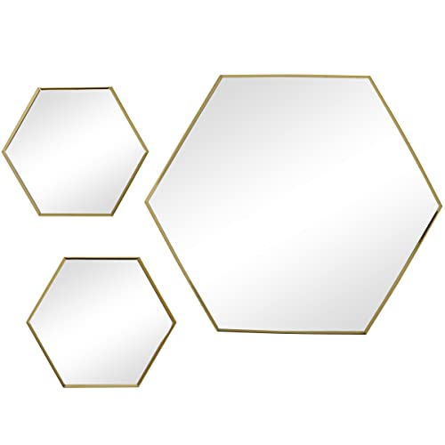 Scott Living Framed Hexagon Mirrors, Set of 3, Gold