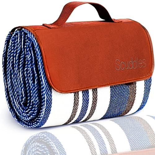 scuddles Picnic Blankets Dual Layers Picnic Blanket Outdoor Water-Resistant Handy Mat Tote Spring Summer Camping Blanket Great for The Beach