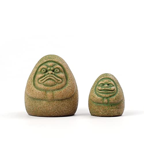 Sdeetesamjun 2 PCS Japanese Daruma Doll Good Luck Fengshui Statues Mini Zen Garden Japanese Decorations Fish Tank Aquarium Decorations Fairy Garden Bonsai Micro Landscape Decor (Retro)