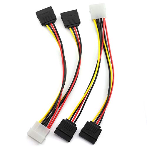 SDTC Tech 4 Pin Male IDE Molex to 15 Pin Female Dual SATA Power Splitter Adapter Cable