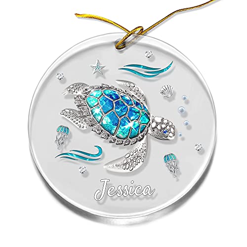 Sea Turtle Ornament Jewelry Style Custom Name Acrylic Ornament