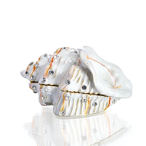 Seashell Figurine Collectible Ring Jewelry Holder Trinket Box