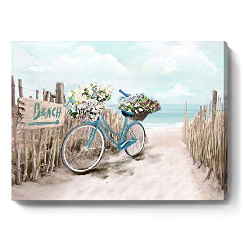 Seaside Bicycle Canvas Print Seascape Painting