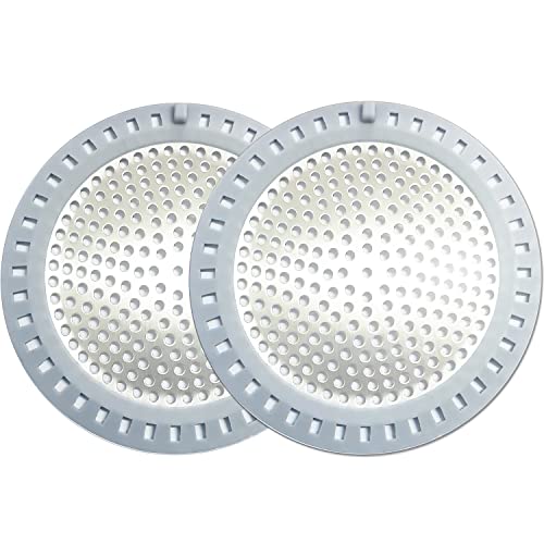 Seatery 2PCS Shower Drain Hair Catcher/Strainer/Cover/Filter/Trap, Bathtub Catcher, Stopper for Stall Drain/Bathroom Floor Drain, Stainless Steel and Silicone Shield