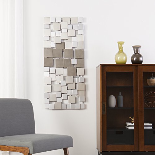 SEI Furniture Wavson Wall Sculpture, Geometric 3D Design, Unique Mounting Wall Art, Silver, 47.00" x 2.25"