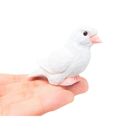 Selsela White Dove Wood Figurine Statue Sculpture Ornament Decoration Miniature Bird Art Carve Small Animal