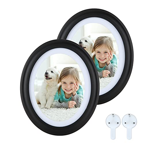 SENENQU 2Pack Oval Picture Frames 5x7 Black Oval Frames with Mounting Screws and Hooks