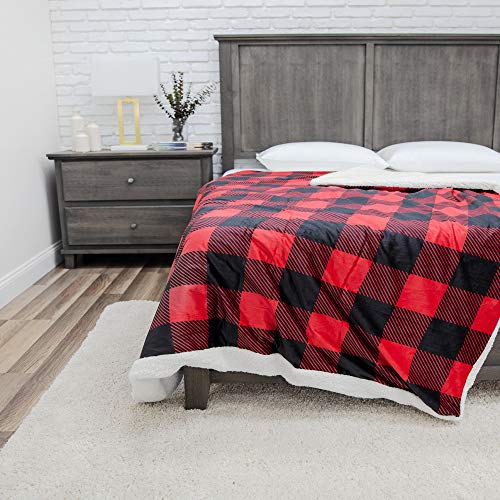 SensorPEDIC Wellness Collection 12lb. Weighted Blanket with Removable Cover, Red/Black, 72"x48"