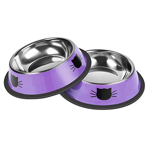Serentive Non-Slip Stainless Steel Cat Food Bowls