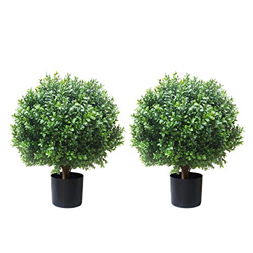 Set of 2 Potted Artificial Topiariy Trees for Outdoors