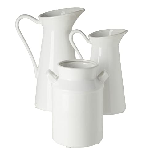 Set of 3 Ceramic Vase Pitchers for Home Decor