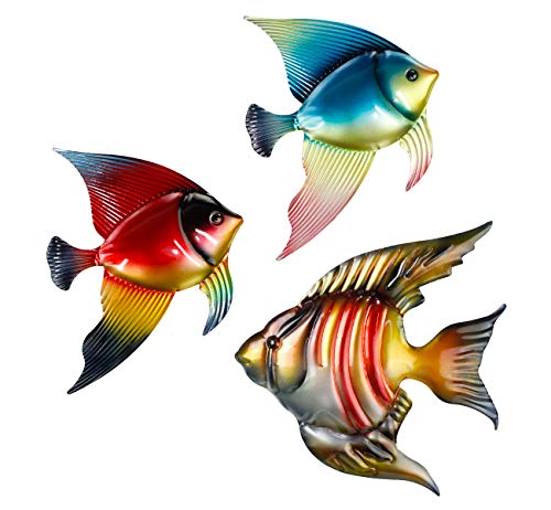 Set of 3 Metal Fish Wall Decor Art