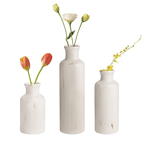 Set of 3 White Ceramic Vases