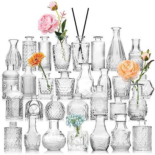 Set of 30 Glass Clear Bud Vases in Bulk